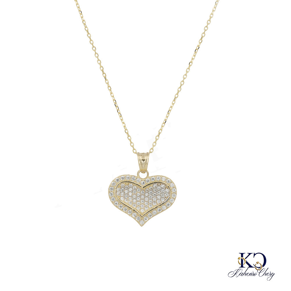 Cadena con medallas de corazón oro amarillo 14k