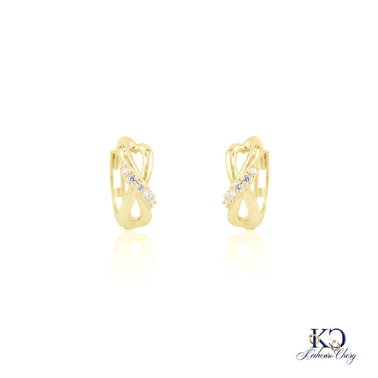 14k Gold Huggies Earrings With Zircons