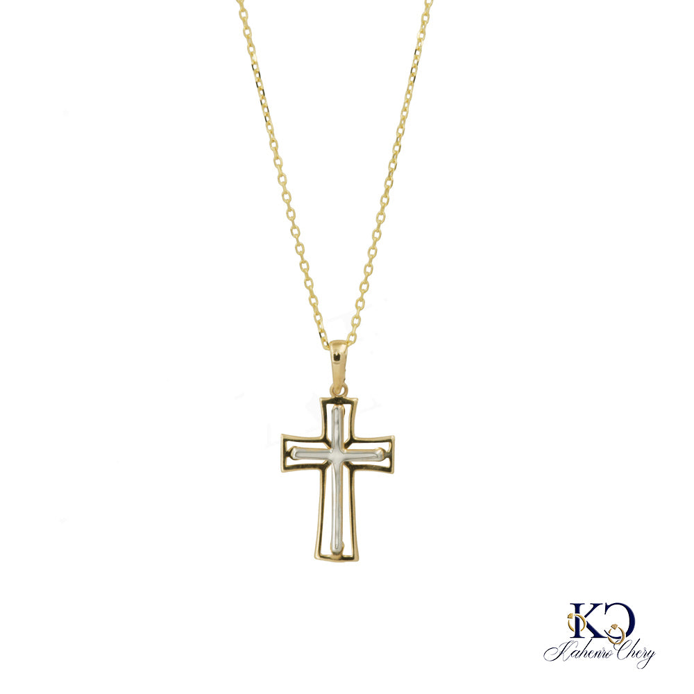 Chain with pendant cross in 14k yellow gold