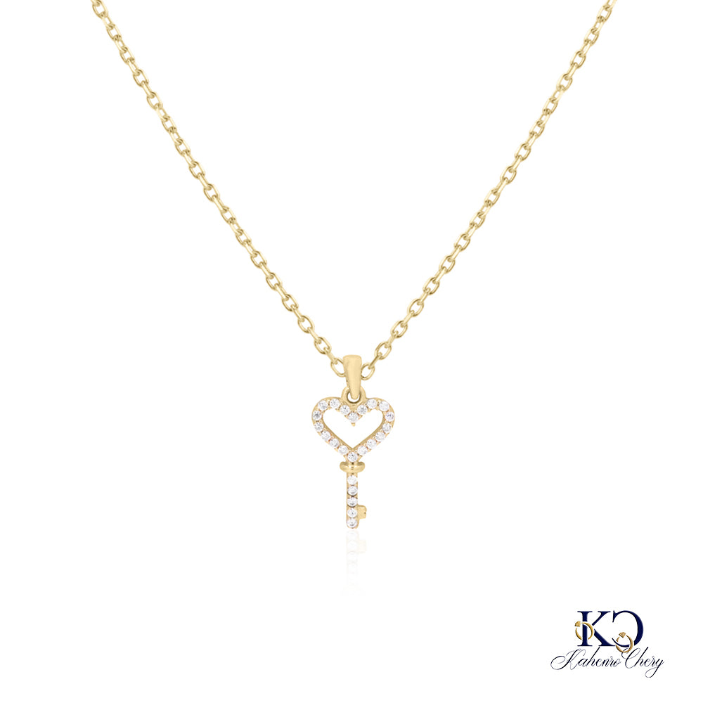 Cadena con llave de corazón en oro amarillo de 14k