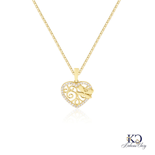 Cadena con medallas de corazón oro amarillo 14k