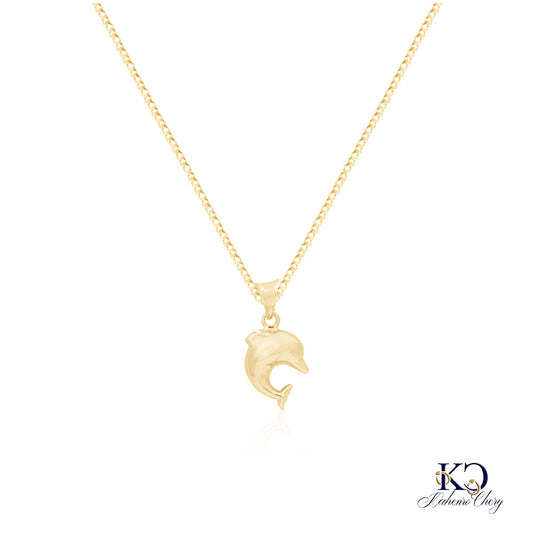 Chain with dolphin pendant 14k yellow gold