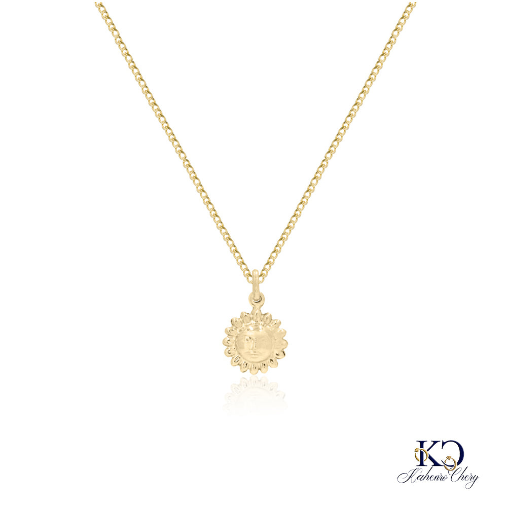 Cadena con colgante de sol en oro amarillo de 14k