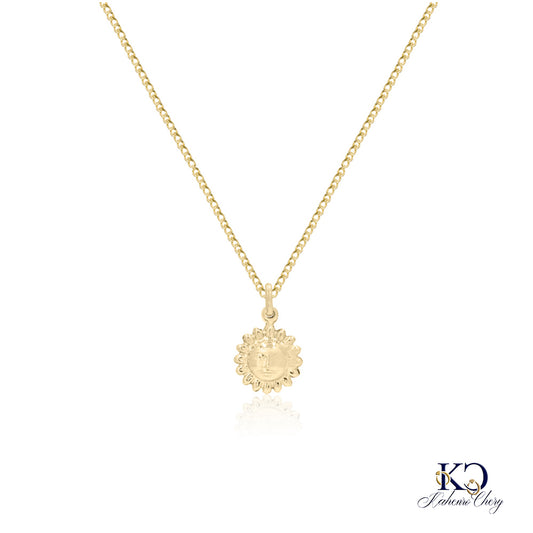 Cadena con colgante de sol en oro amarillo de 14k