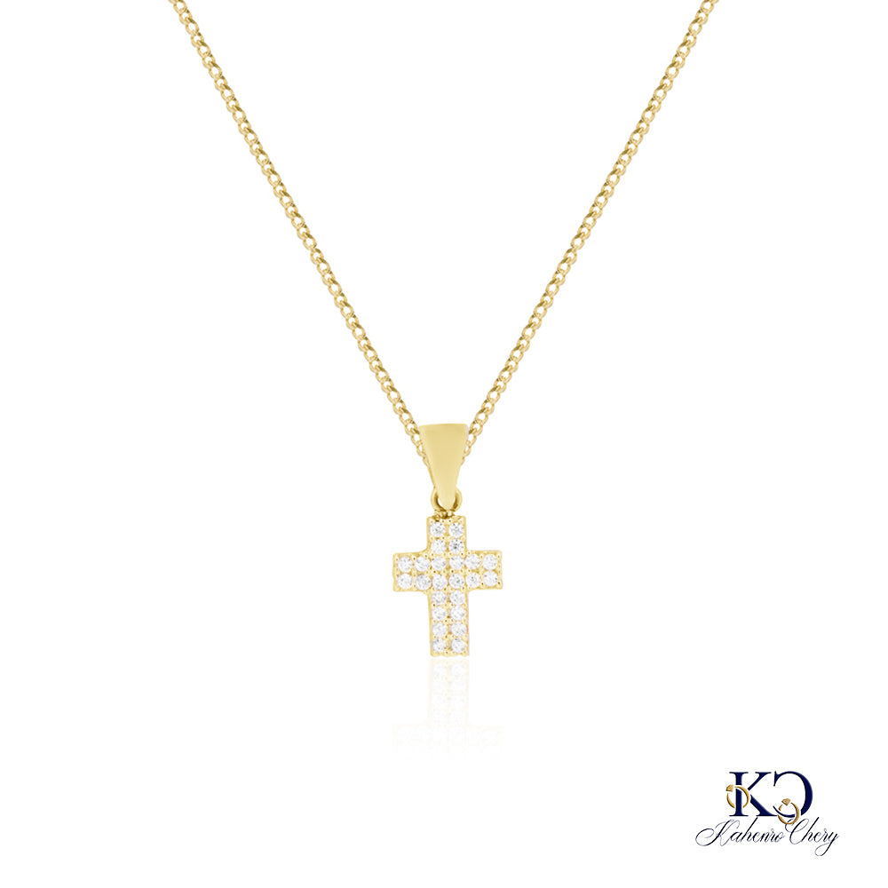 Cadena con colgante de cruz en oro amarillo de 14k