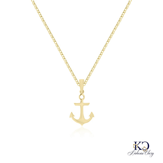 Chain with anchor pendant 14k yellow gold