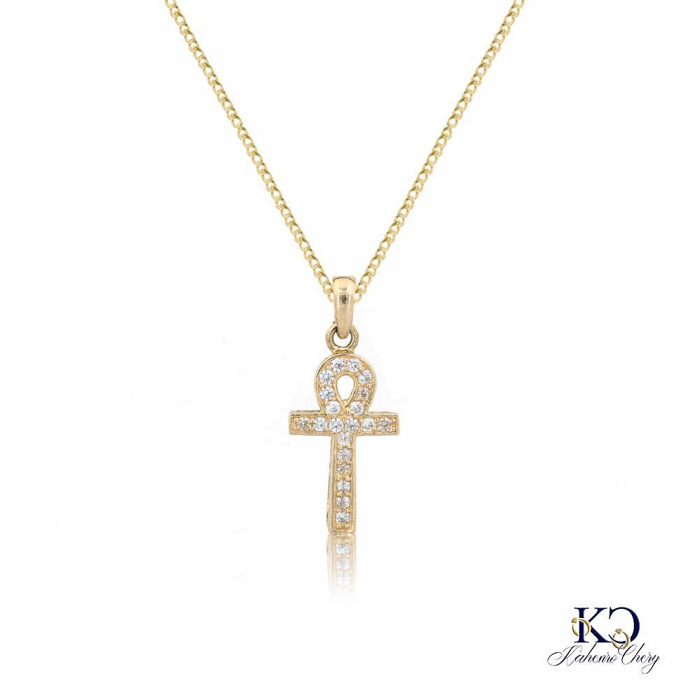 Chain with pendant cross 14k yellow gold