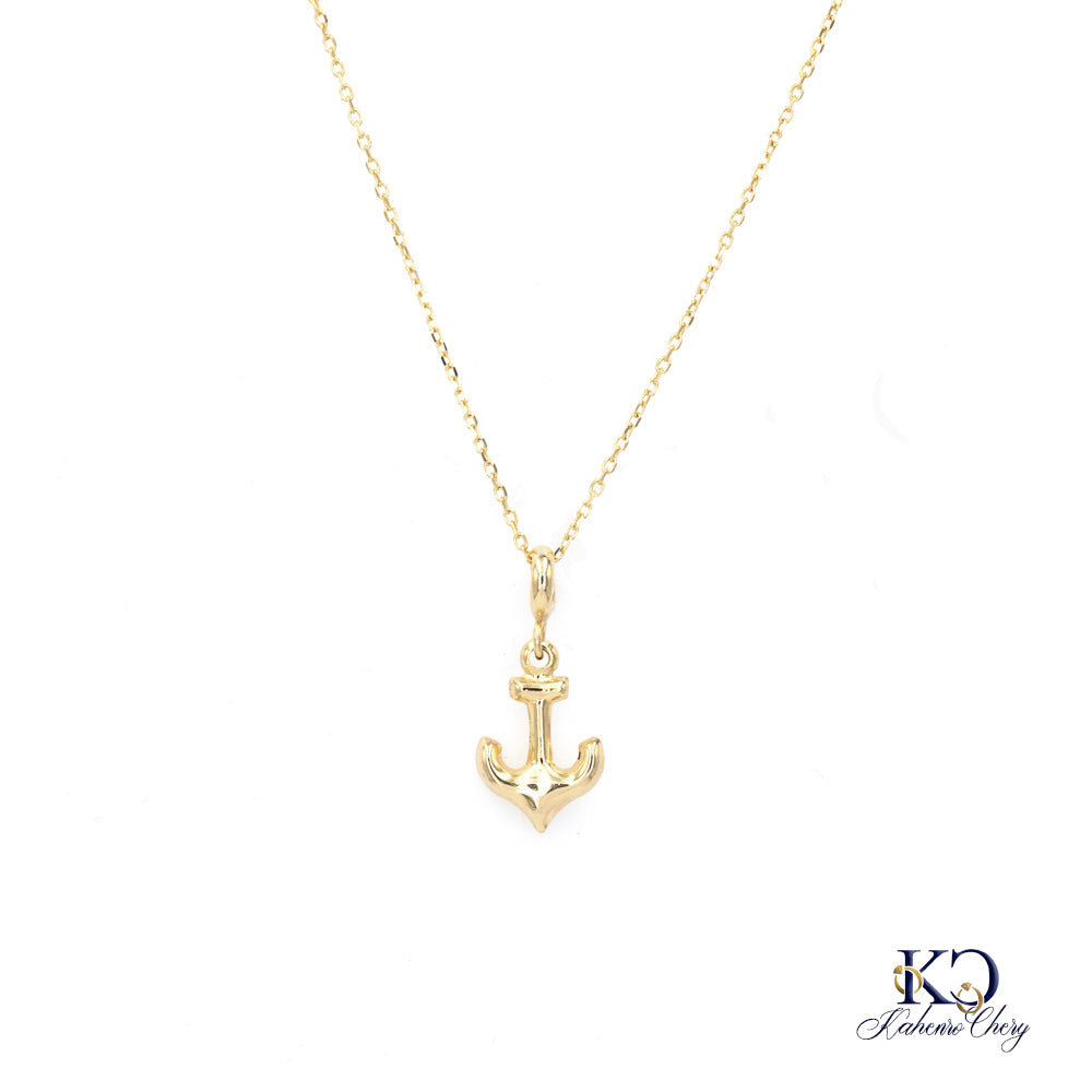 Chain with anchor pendant 14k yellow gold