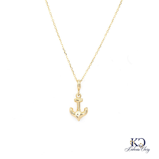 Chain with anchor pendant 14k yellow gold